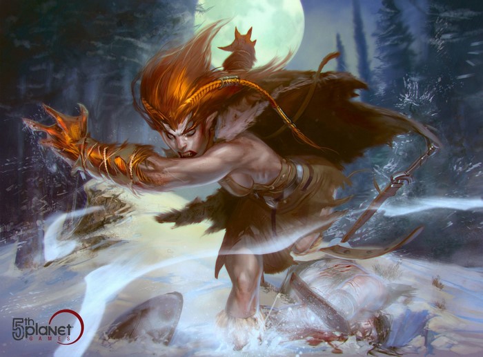 Rannveig from Dawn of the Dragons in a snowy forest