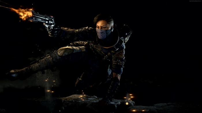 Woman firing a gun in Call of Duty Black Ops 4 4K