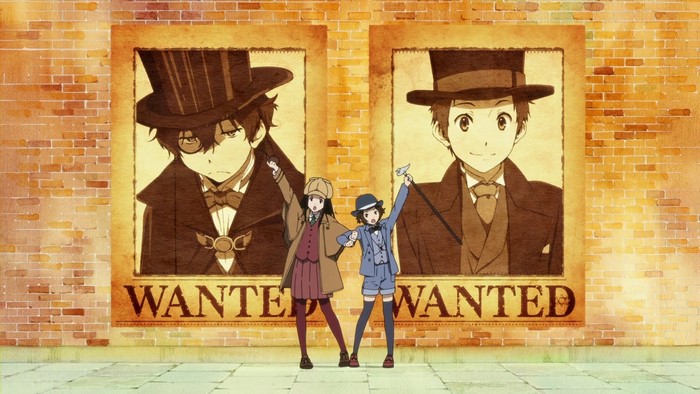 Two wanted posters with characters from Hyouka