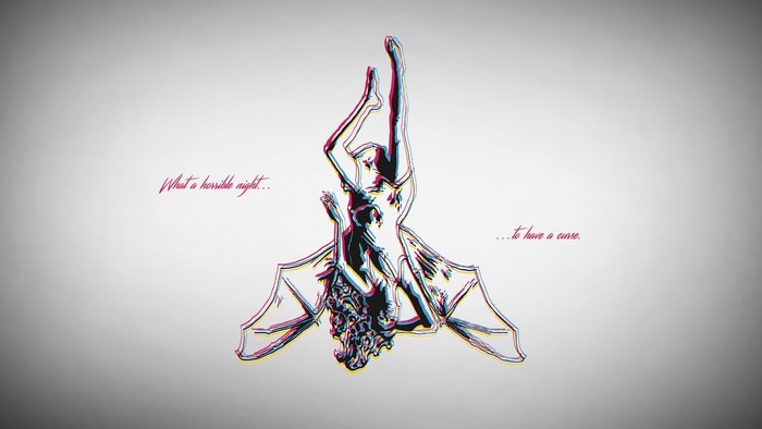 Illustration of a bat-like figure with text