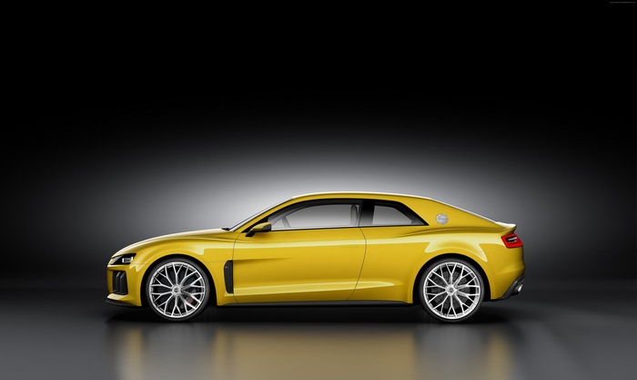 Yellow Audi R8 Sport Quattro concept car 4K