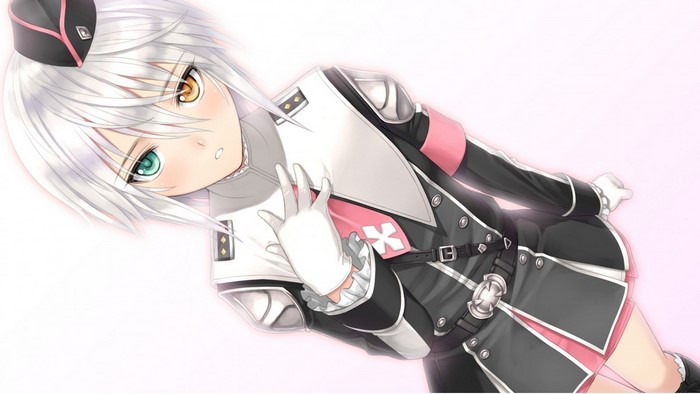 Anime girl in uniform with heterochromia