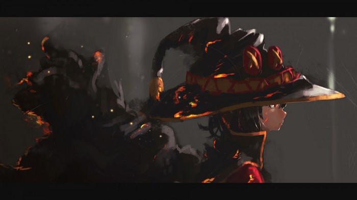 Megumin from Kono Subarashii Sekai ni Shukufuku wo with fire effects