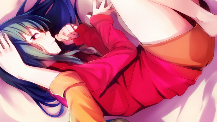 Anime girl with dark hair crying