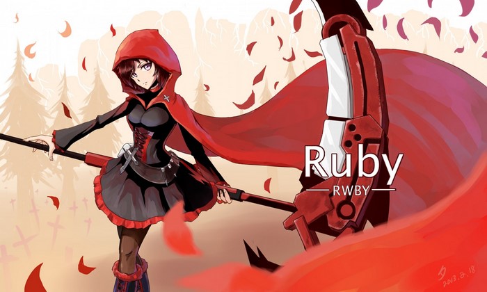 Ruby Rose from RWBY holding Crescent Rose