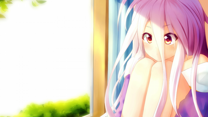 Shiro from No Game No Life sitting by a window