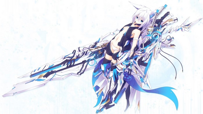 Anime girl with white hair and mechanical wings
