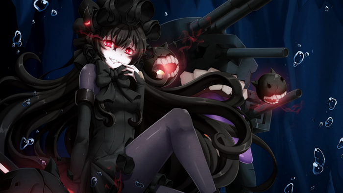 Anime girl with black hair and red eyes from Kantai Collection