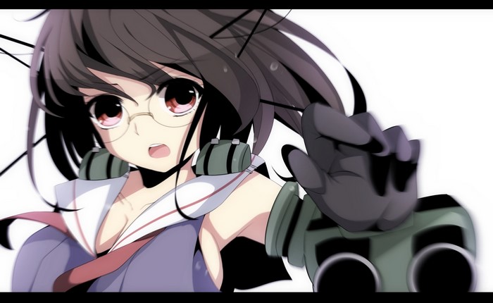 Anime girl with glasses and headphones