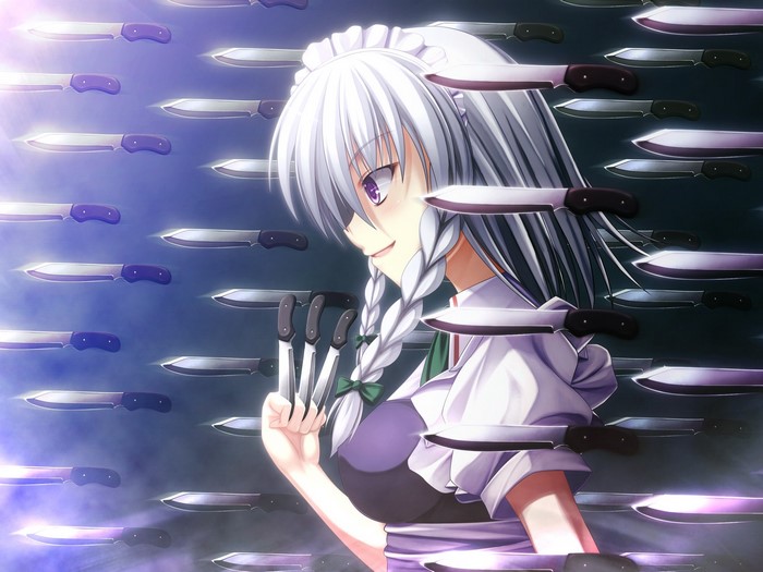 Izayoi Sakuya surrounded by knives