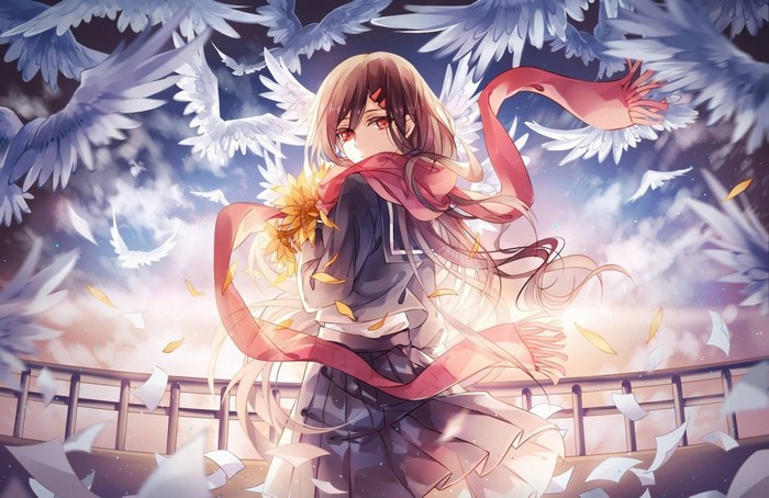 Shintaro Kisaragi from Kagerou Project with birds