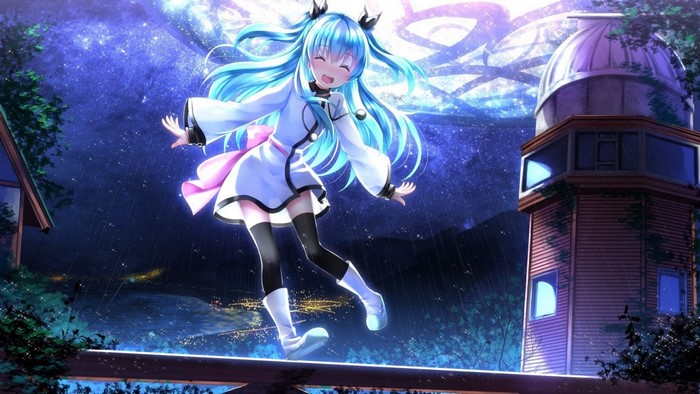 Noel from Sora no Method in a starry night