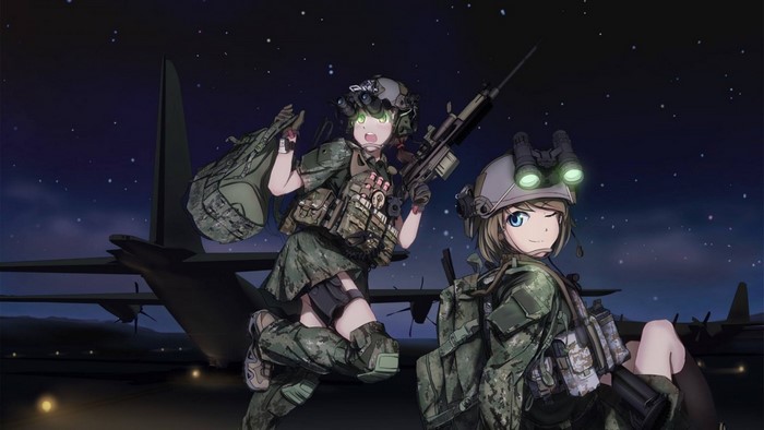 Anime Soldiers in Nighttime Military Operation