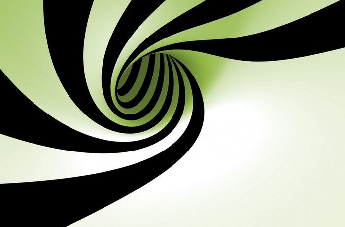 Abstract green and black spiral vortex illustration