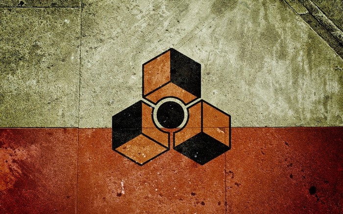 Geometric symbol on textured wall