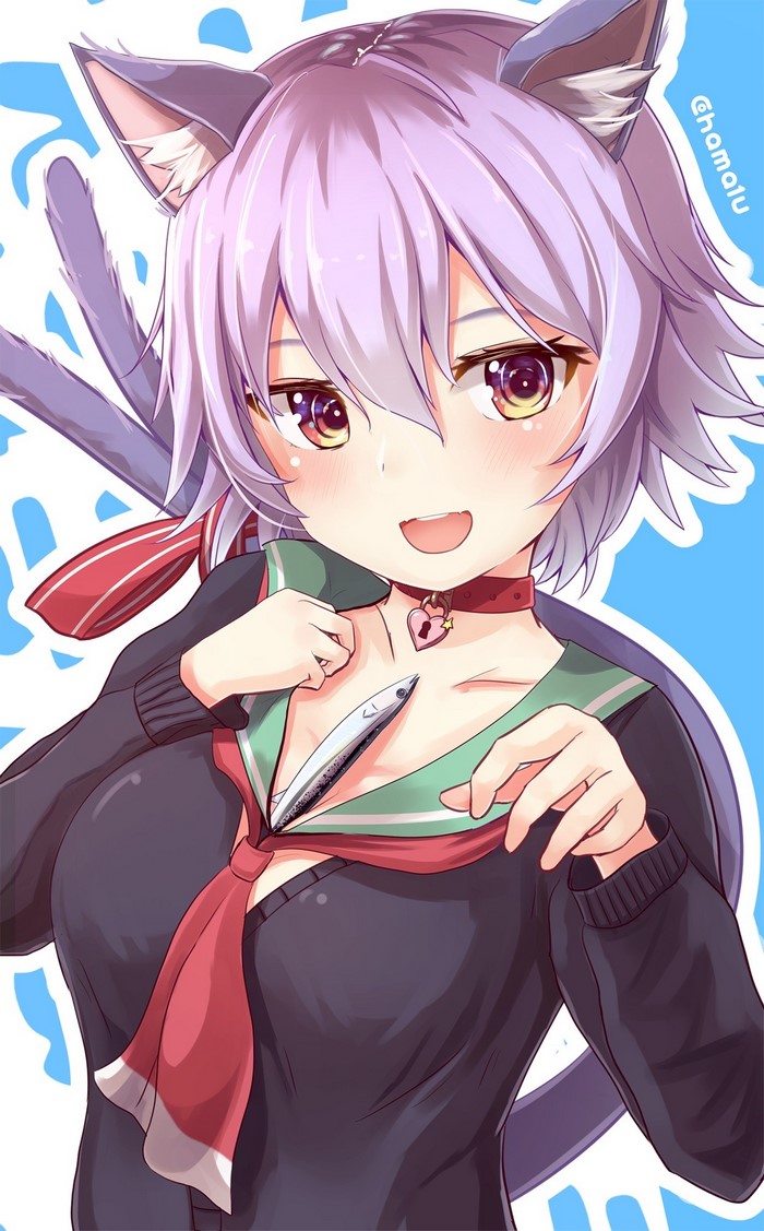 Nekomimi girl with fish from Kantai Collection