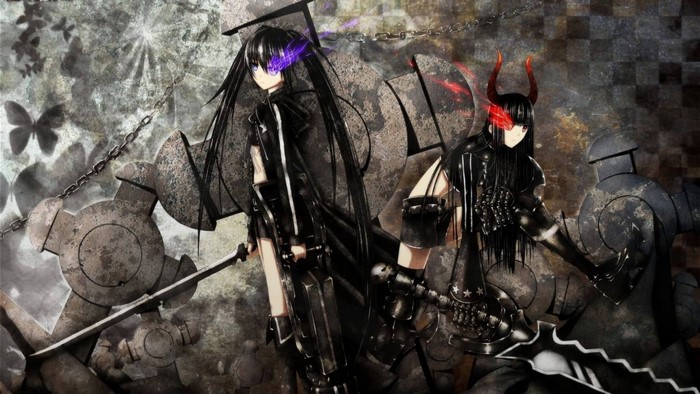 Black Rock Shooter and Dead Master with mechanical elements