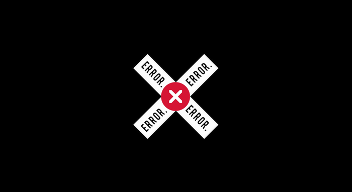 Error symbol with red X and text