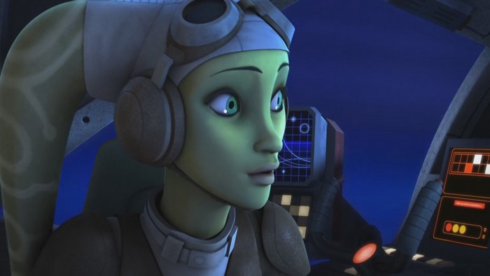 Hera Syndulla from Star Wars Rebels in a cockpit