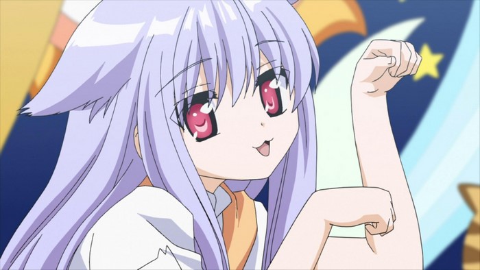 Anime girl with cat ears and pink eyes