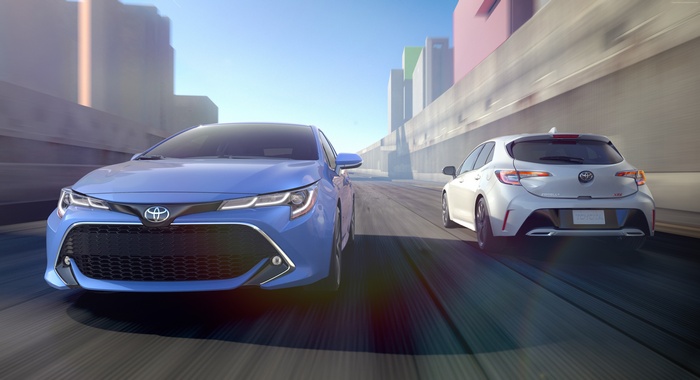 4K Toyota Corolla Hatchback on a highway