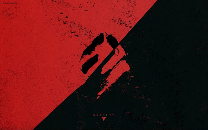 Destiny video game logo with red and black background
