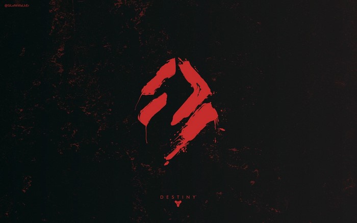 Destiny video game logo with red brush strokes