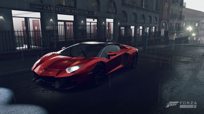Lamborghini Aventador in the rain from Forza Horizon 2