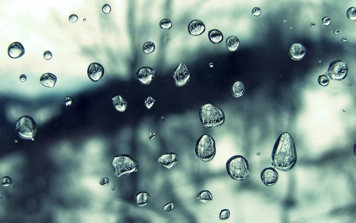 Macro view of water drops on glass