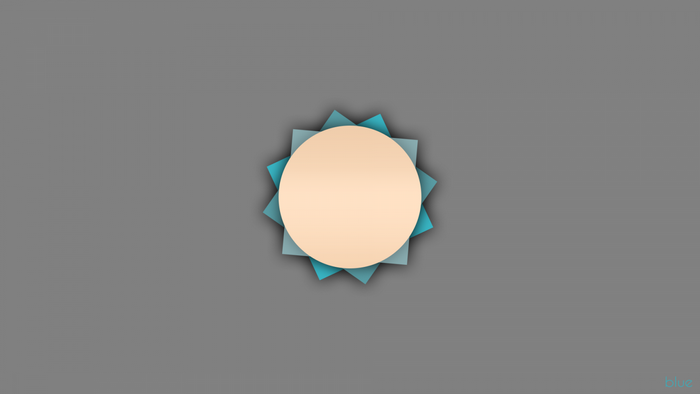 Minimalist sun logo with blue accents