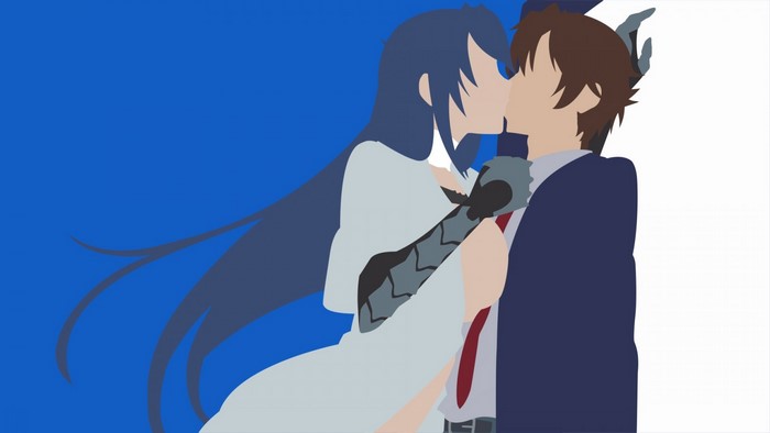 Hitsugi Sayo and Mikami Arashi from Triage X kissing