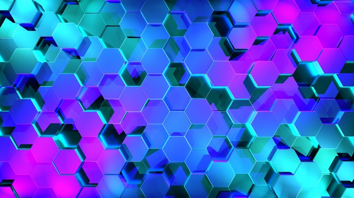 3D Hexagon Pattern with Blue and Purple Colors
