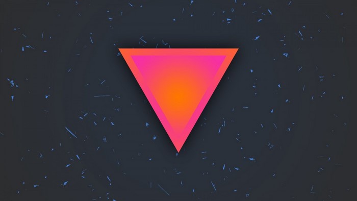 Abstract gradient triangle on dark speckled background