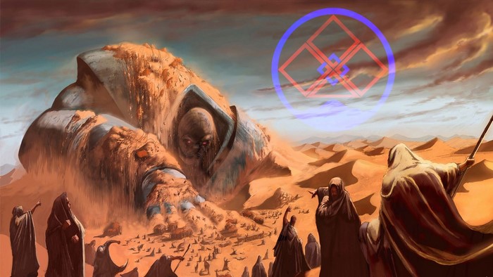 Apocalypse from Marvel Comics in a desert
