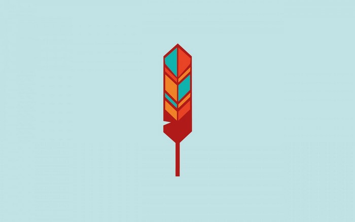 Stylized feather illustration with geometric patterns