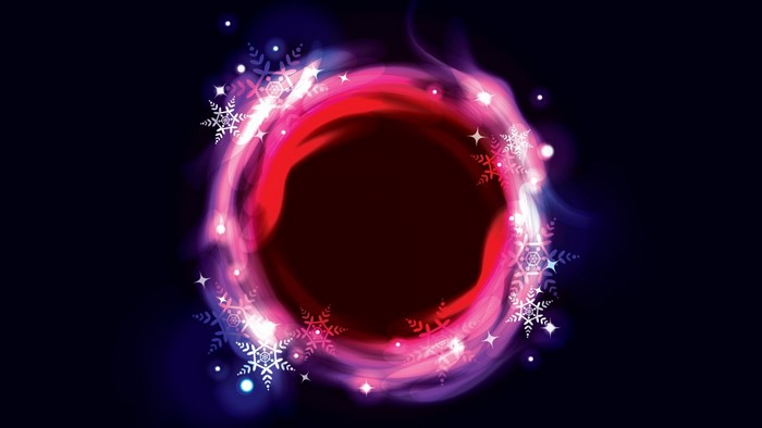 Abstract Colorful Flaming Circle with Snowflakes