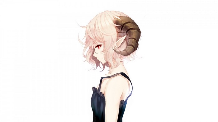 Anime girl with blonde hair and horns