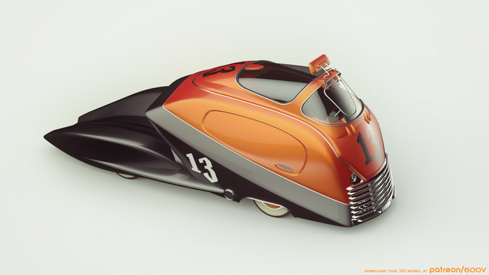 Concept race car with numbers 1 and 13