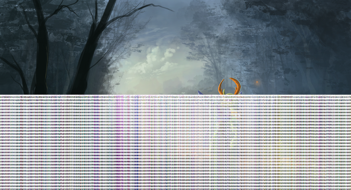 Thorax the Changeling from My Little Pony in a misty forest