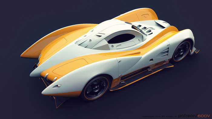 White and orange futuristic concept race car