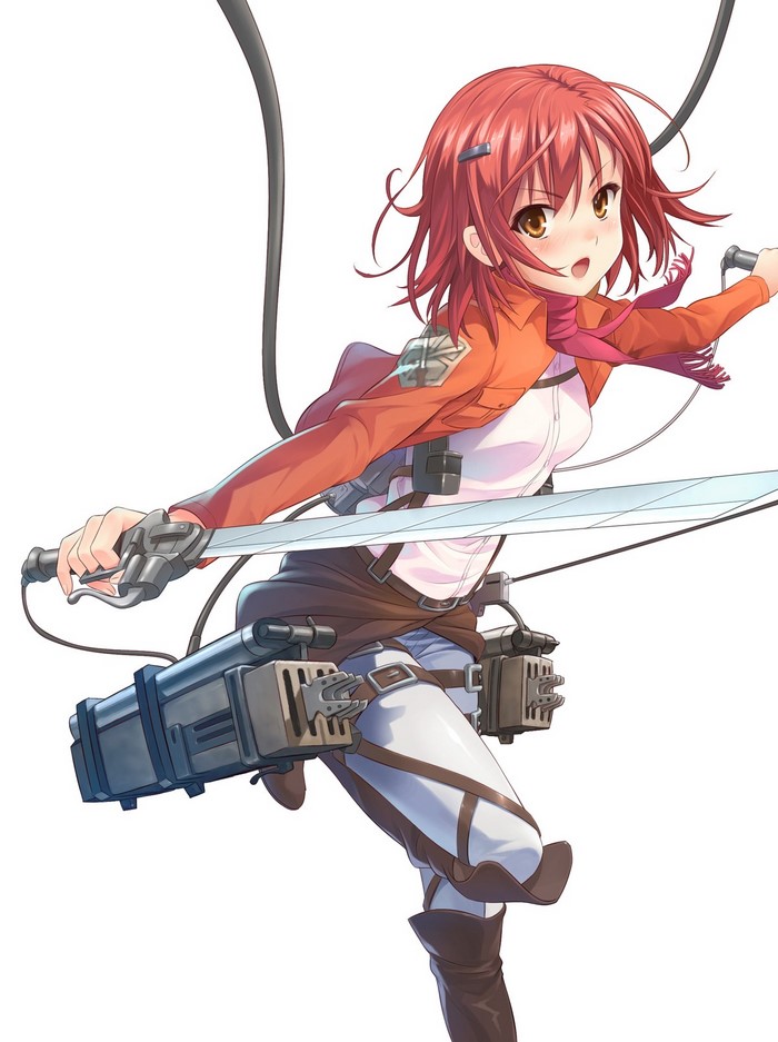 Girl from Shingeki no Kyojin with swords