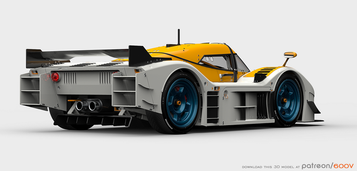 Yellow and white Le Mans prototype race car