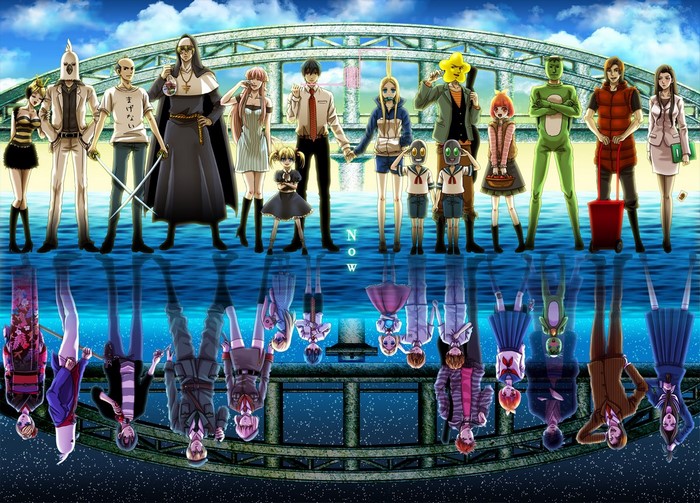 Arakawa Under the Bridge characters reflected in water