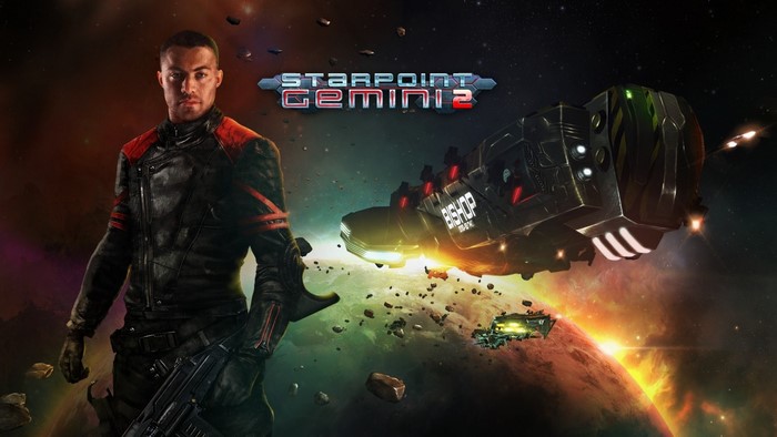Starpoint Gemini 2 video game art with soldier and spaceship