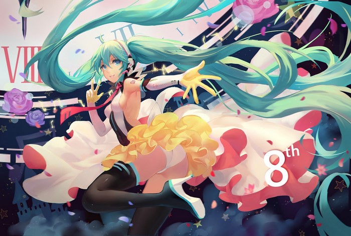Hatsune Miku from Vocaloid celebrating 8th anniversary