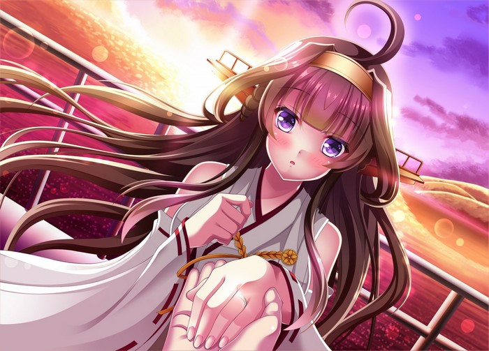 Kongou from Kantai Collection at sunset