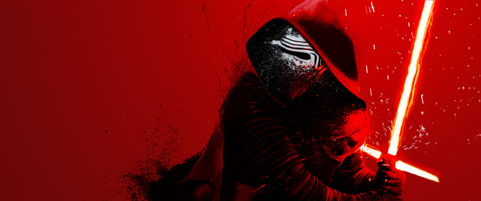 Kylo Ren from Star Wars with a red lightsaber