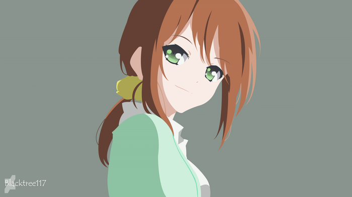 Anime girl with brown hair and green eyes