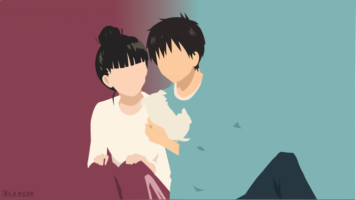 Sawako and Shouta from Kimi ni Todoke with a dog