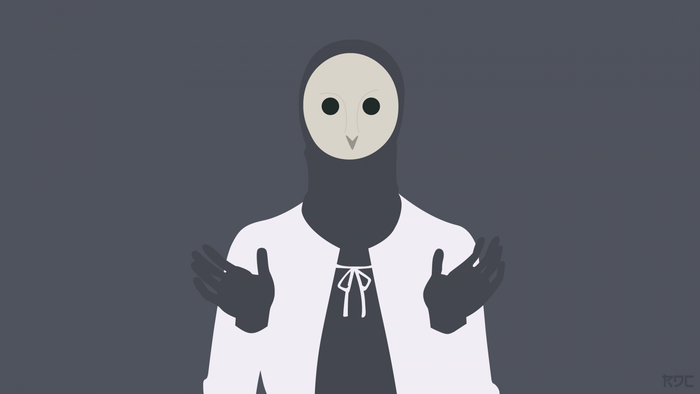 Illustration of a character with an owl mask